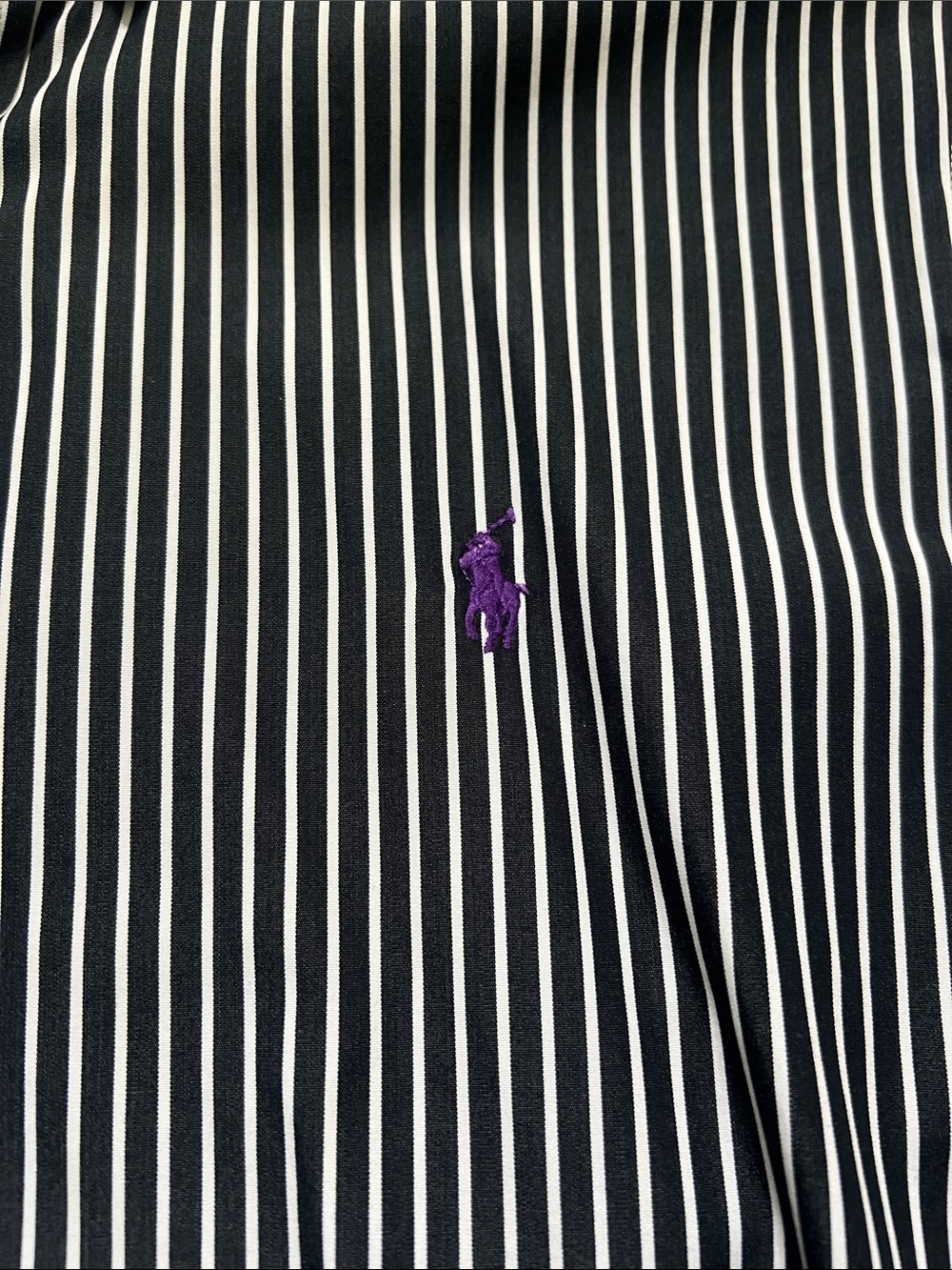Ralph Lauren Black & White Vertical Stripe Button-Down Shirt men’s large - Picture 2 of 4